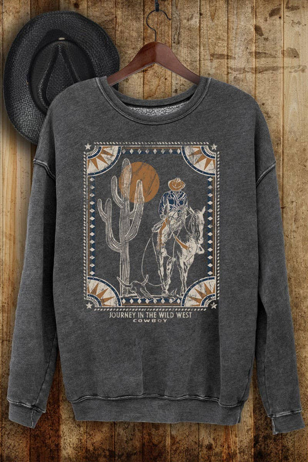 WESTERN COWBOY SWEATSHIRT -Mineral Black