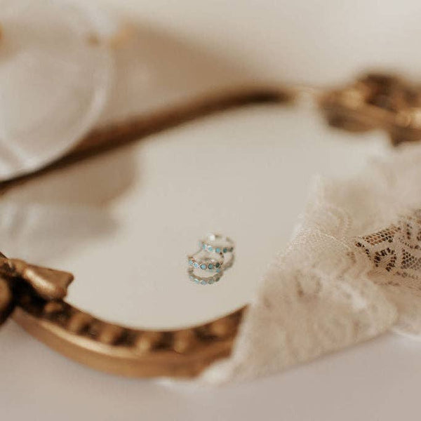 Gaby Turquoise Hoops: Gold