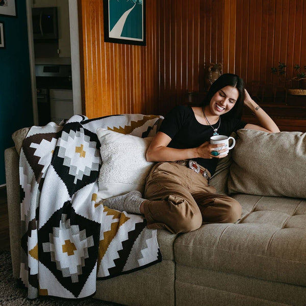 Homeland Geometric Throw Blanket - Southwest, Native/Navajo: Jumbo (60"x80")