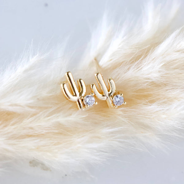 CZ Cactus Stud Earrings
