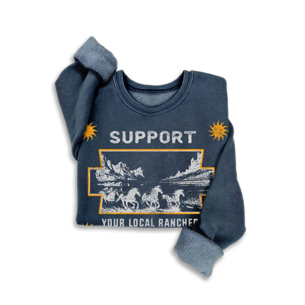SUPPORT YOUR LOCAL RANCHERS MINERAL GRAPHIC SWEATSHIRTS: Mineral Black / S-M-L-XL(1-2-2-1)