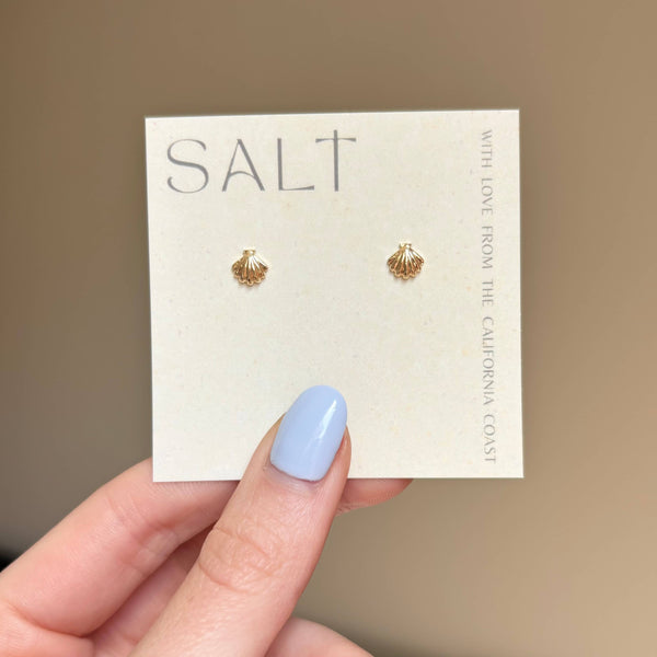 SALT - SEASHELL STUDS | 18K gold | dainty shell stud earrings