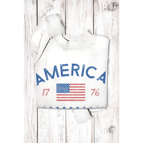 AMERICA 1776 MINERAL GRAPHIC SWEATSHIRTS: Mineral Lt Blue / S-M-L-XL(1-2-2-1)