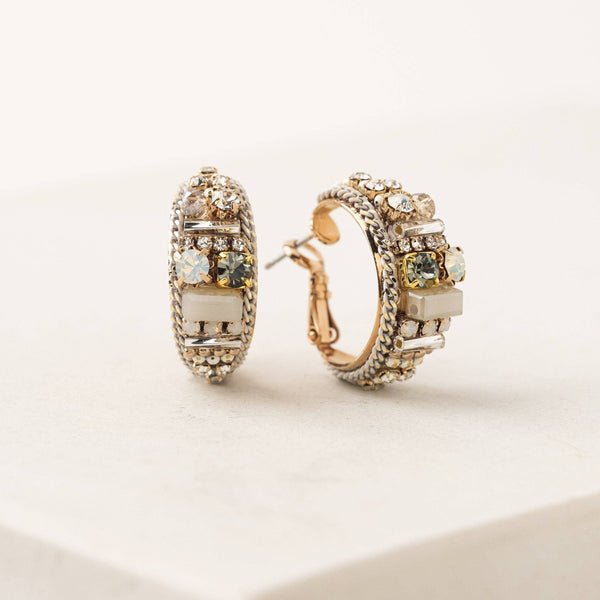 Charleston Hoop Earrings | Crystal Earrings |Statement Hoops: White