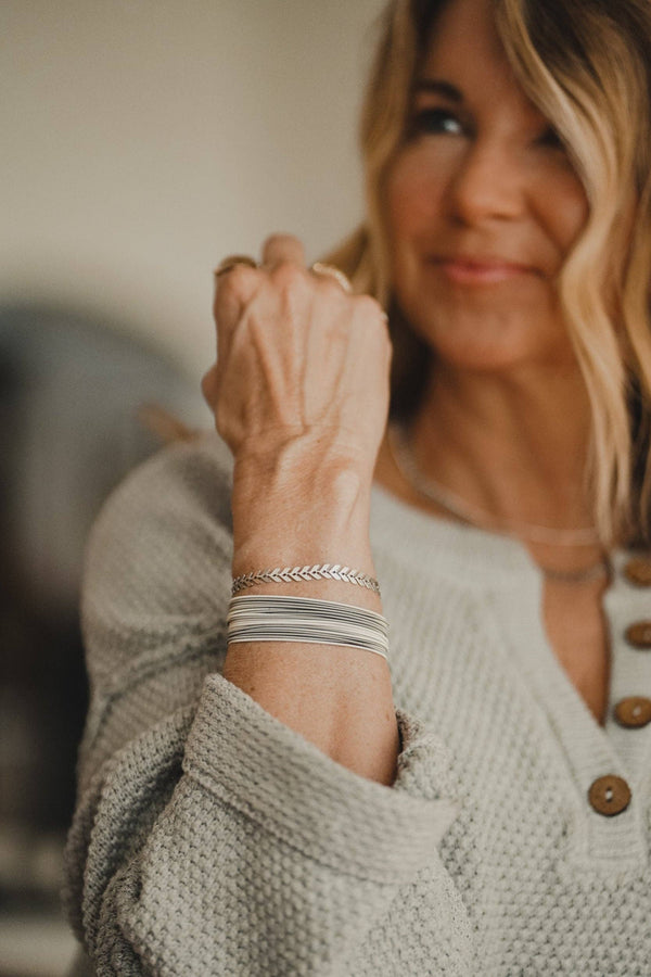 Laurel Bracelet: Satin Rhodium Plated (silver)