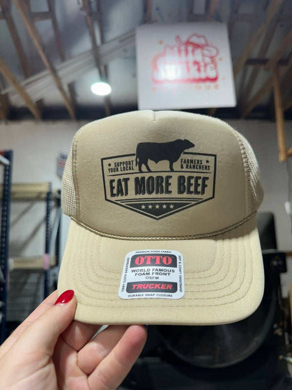 Farmers & Ranchers Eat More Beef Trucker Hat: Khaki / OS