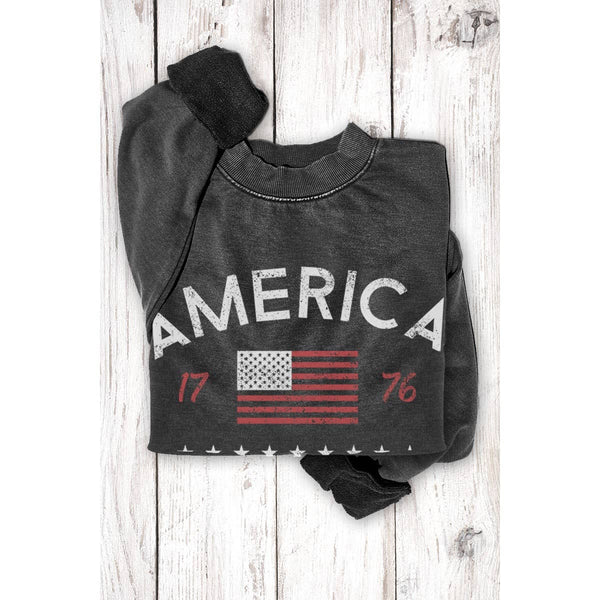 AMERICA 1776 MINERAL GRAPHIC SWEATSHIRTS: Mineral Lt Blue / S-M-L-XL(1-2-2-1)