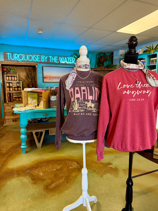Valentine’s Ultra Soft Mineral-Washed DARLIN’ - Burgundy Sweatshirt