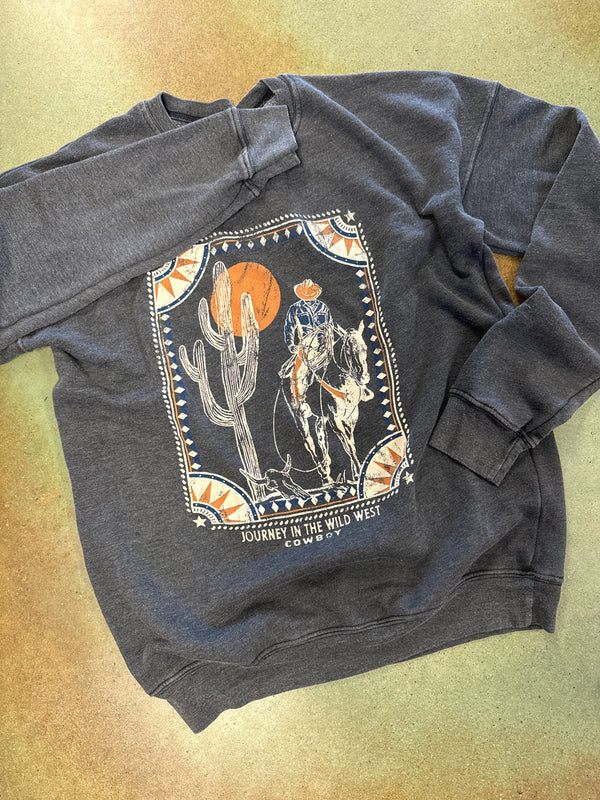 WESTERN COWBOY SWEATSHIRT -Mineral Black