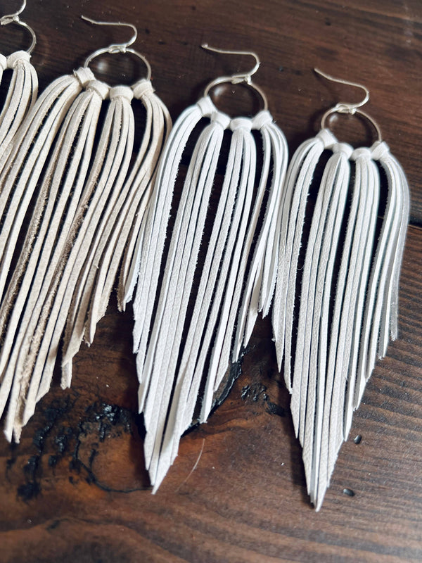 Leather Earrings - Bozeman Fringe in Black