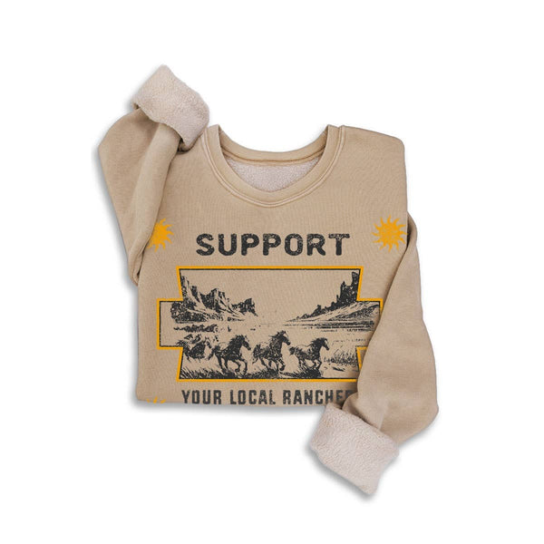 SUPPORT YOUR LOCAL RANCHERS MINERAL GRAPHIC SWEATSHIRTS: Mineral Black / S-M-L-XL(1-2-2-1)