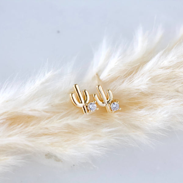 CZ Cactus Stud Earrings