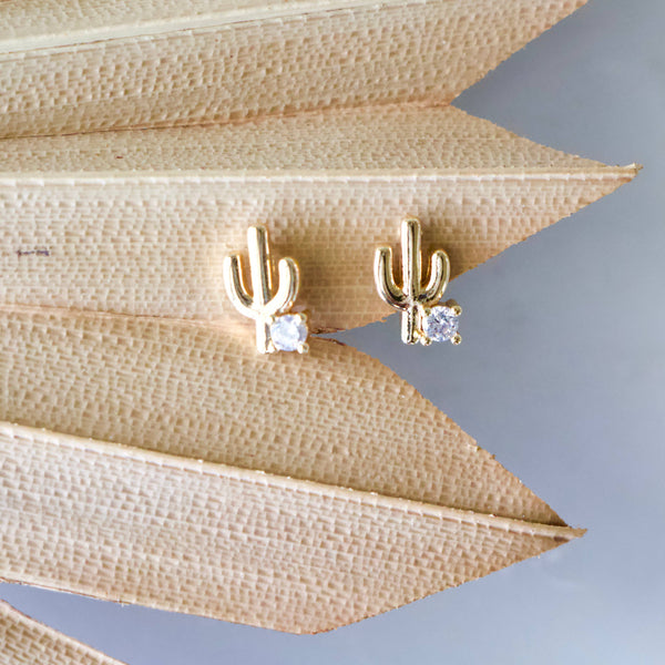 CZ Cactus Stud Earrings