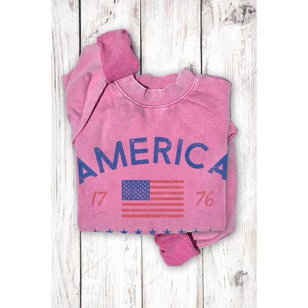 AMERICA 1776 MINERAL GRAPHIC SWEATSHIRTS: Mineral Lt Blue / S-M-L-XL(1-2-2-1)