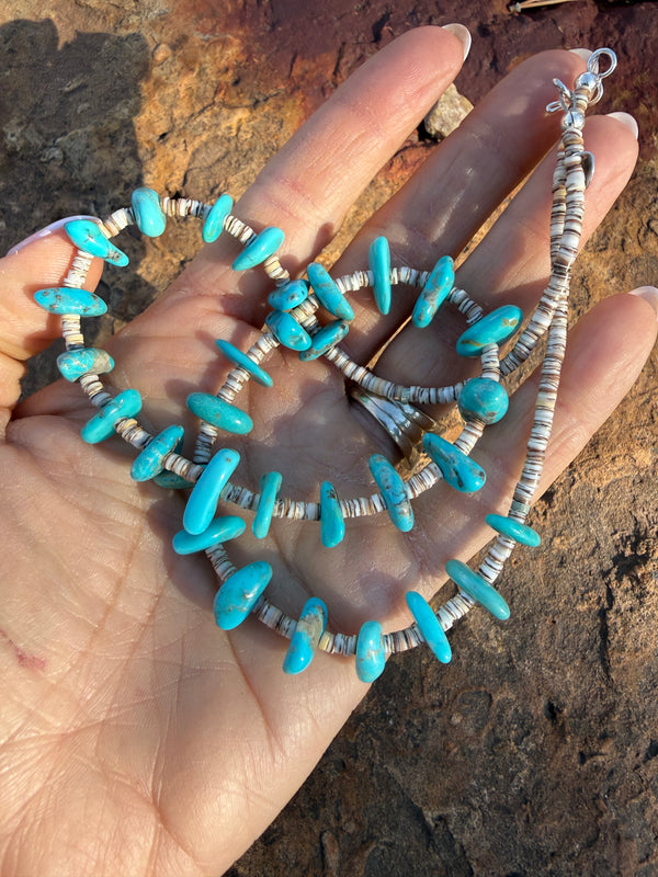 Kingman Turquoise Chunk Necklace - 20inch / Handstrung