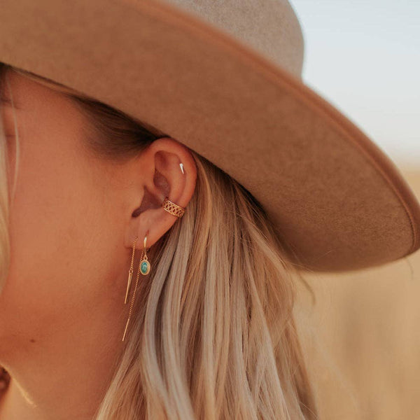 Riley Turquoise Hoops: Gold