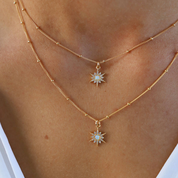 OPAL STARBURST NECKLACE: Gold / 18"