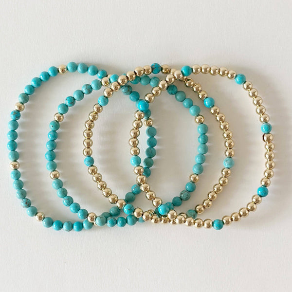 Chelsea Bracelets, Turquoise: Turquoise with Gold