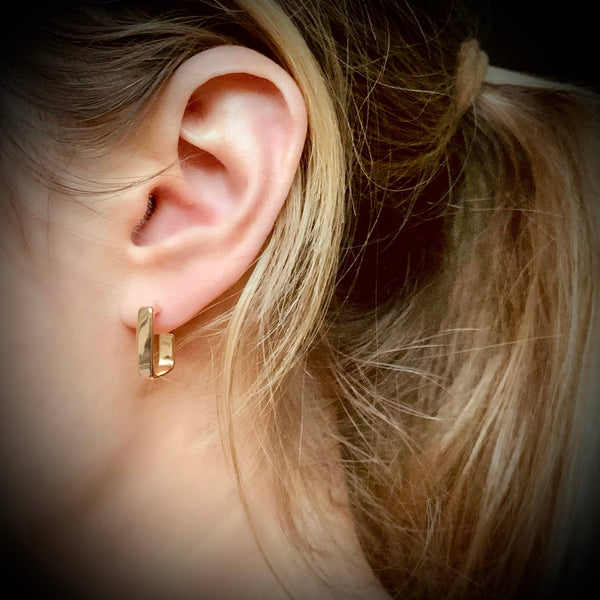 SALT - SQUARE HOOP EARRINGS | gold | stud post huggies
