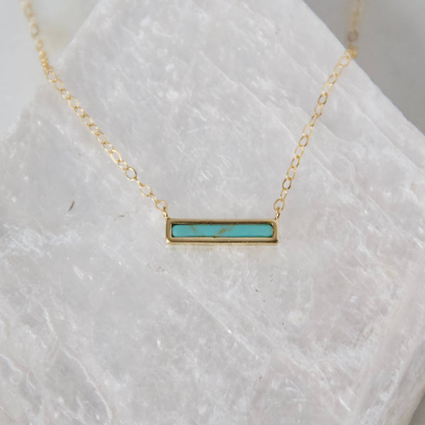 Mini Turquoise Bar Necklace: Turquoise