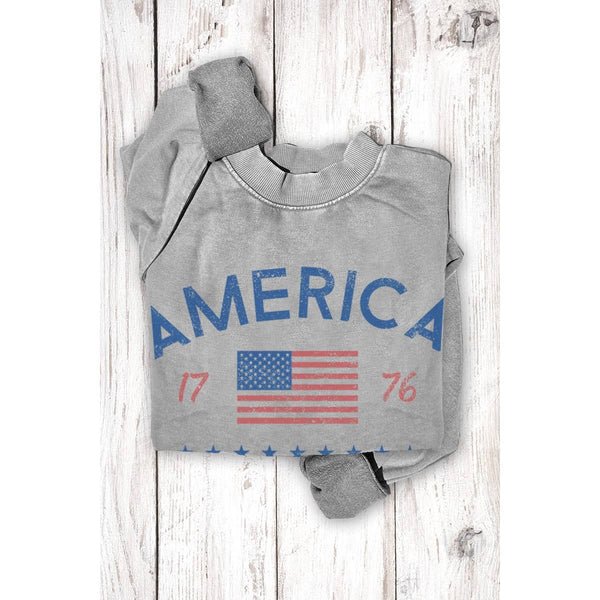 AMERICA 1776 MINERAL GRAPHIC SWEATSHIRTS: Mineral Lt Blue / S-M-L-XL(1-2-2-1)