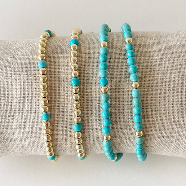 Chelsea Bracelets, Turquoise: Turquoise with Gold