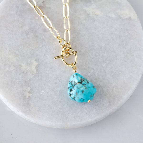 Turquoise Nugget Toggle Necklace