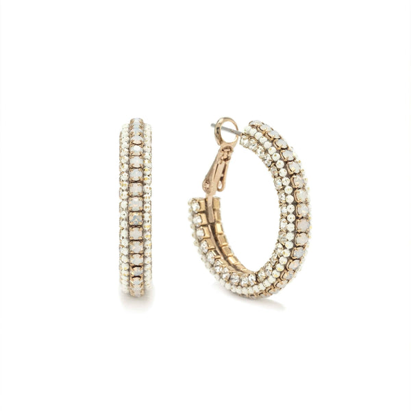 Astaire 28mm Hoop Earrings | Pavé Hoops | Crystal Hoops: White / 28mm