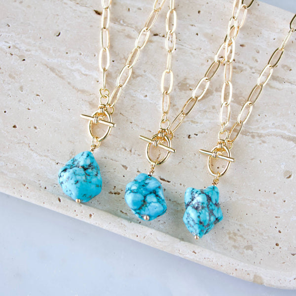 Turquoise Nugget Toggle Necklace