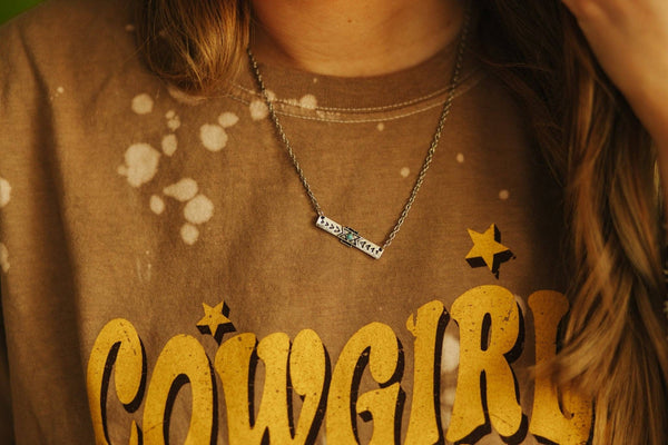 Faux Bar Necklace Turquoise Stone: Silver