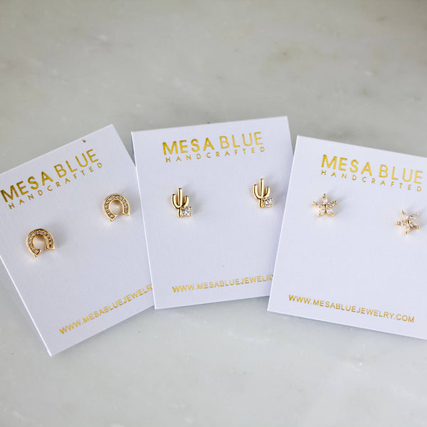 CZ Horseshoe Stud Earrings