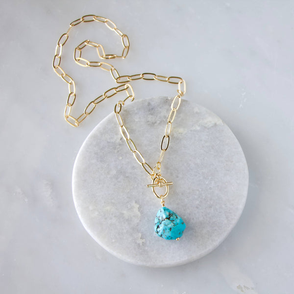Turquoise Nugget Toggle Necklace