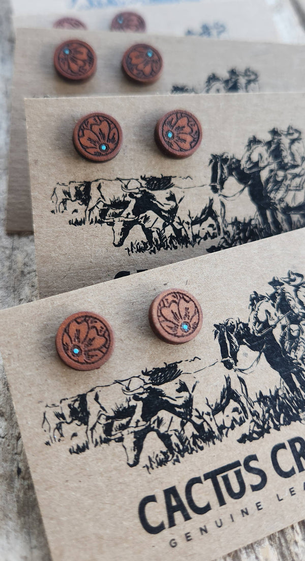 Handmade Leather Earrings - Studs