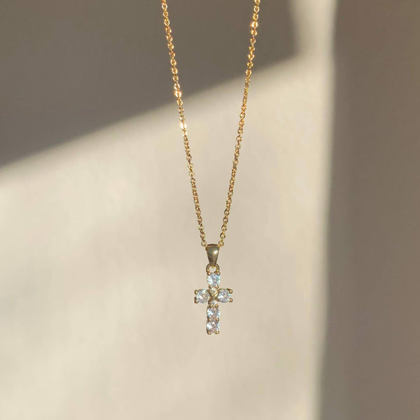 SALT - CRYSTAL CROSS NECKLACE | gold | diamond cross necklace