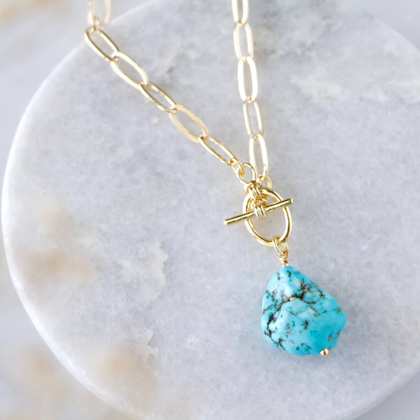 Turquoise Nugget Toggle Necklace
