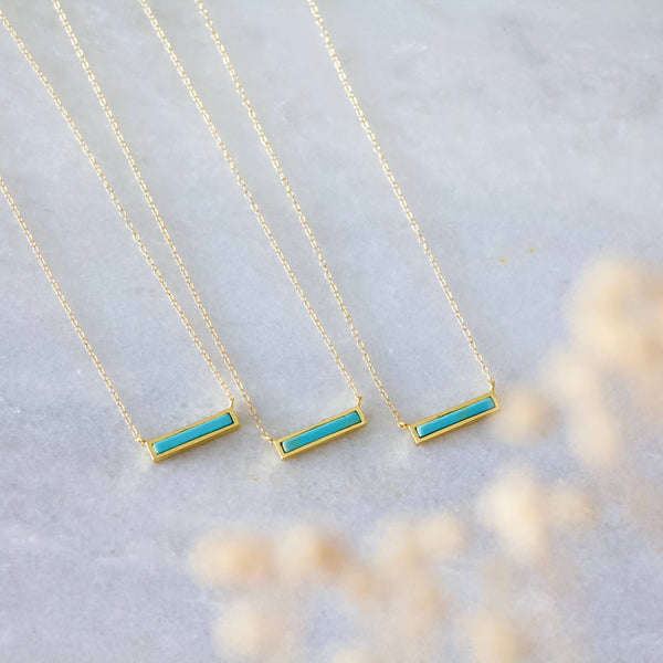 Mini Turquoise Bar Necklace: Turquoise