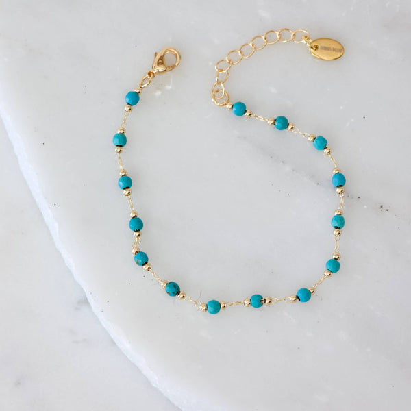 Faceted Turquoise Beaded Bracelet: Silver