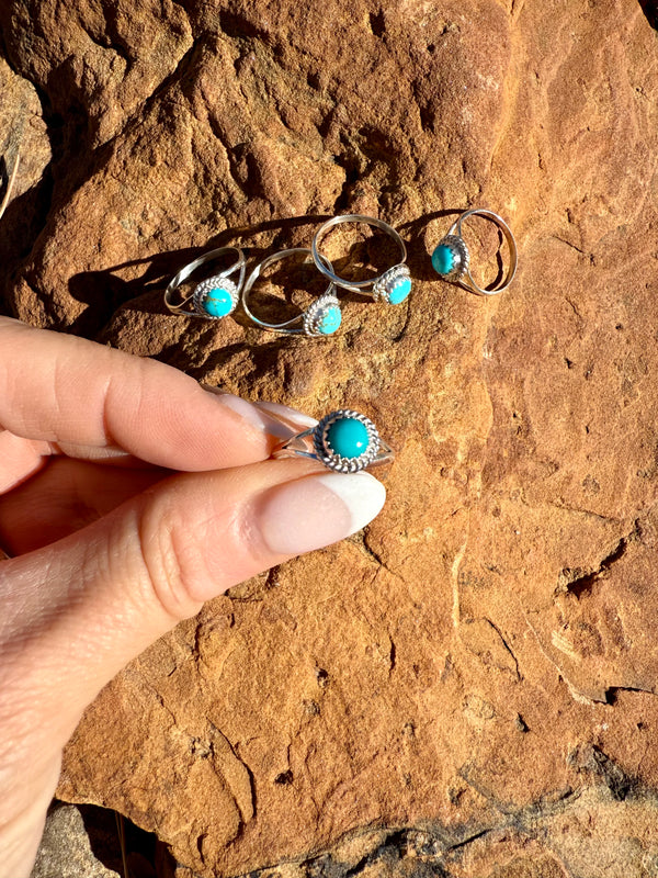 5 Dainty Turquoise Rings