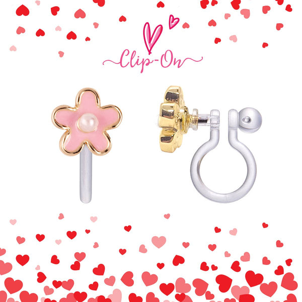 GIRL NATION - CLIP ON Cutie Earrings | Pink Fancy Flower