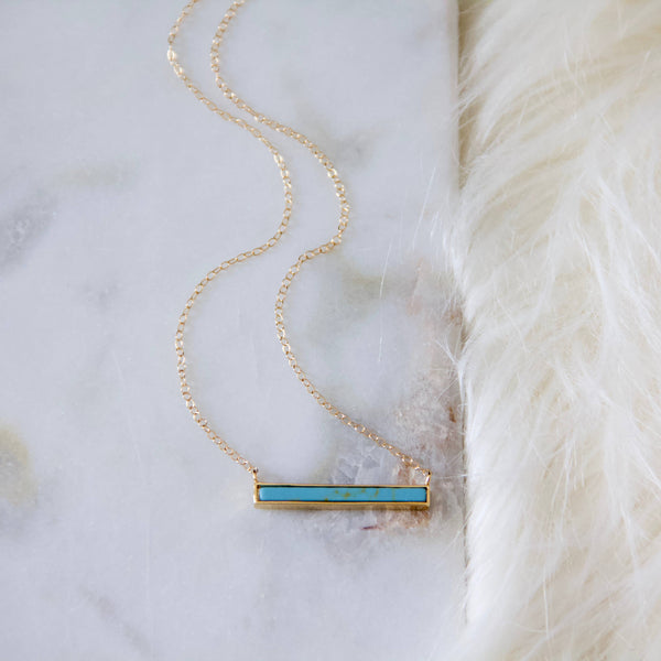 Turquoise Howlite Bar Gold Plated Necklace