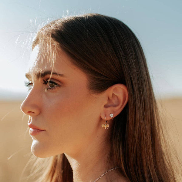 Flower Mini Hoops: Gold