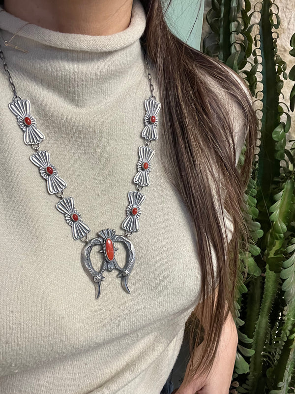 Coral Sandcast Necklace & Earring Set