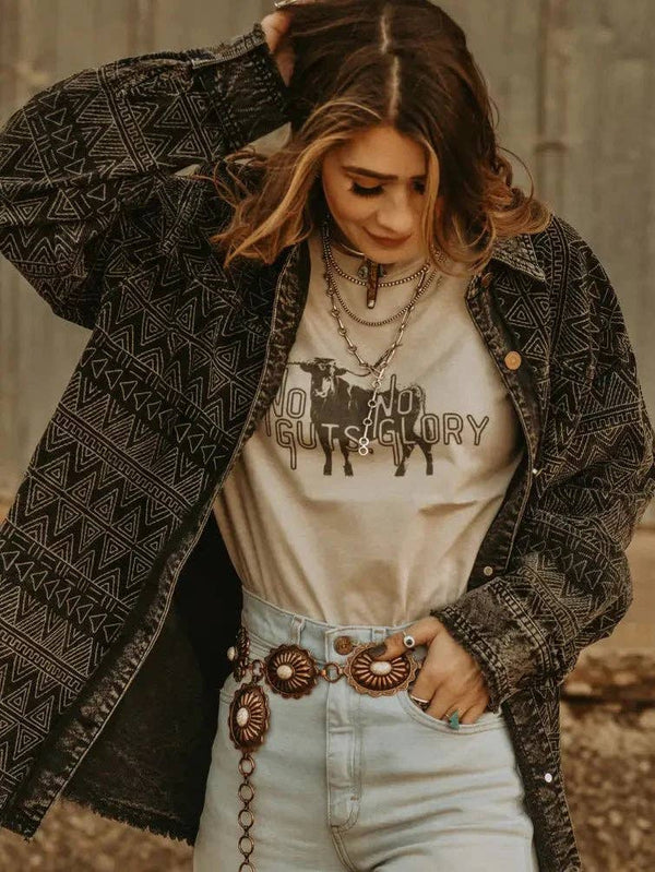 No Guts No Glory Western Graphic Tee: Cool Grey / XL