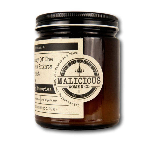 Soy Candle - In Loving Memory of The One Who Left Paw Prints on My Heart: Oakmoss & Amber