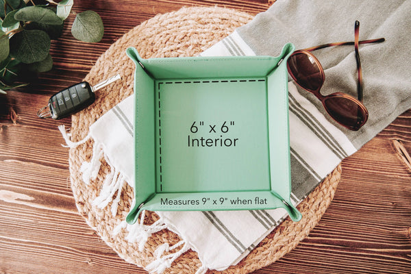 Ute Lake Map Engraved Leatherette Valet Tray: Teal