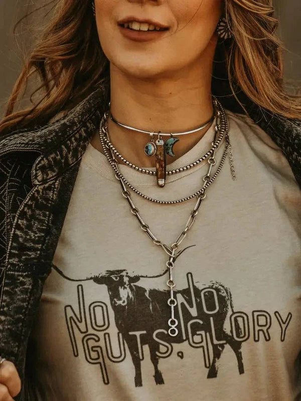 No Guts No Glory Western Graphic Tee: Cool Grey / XL