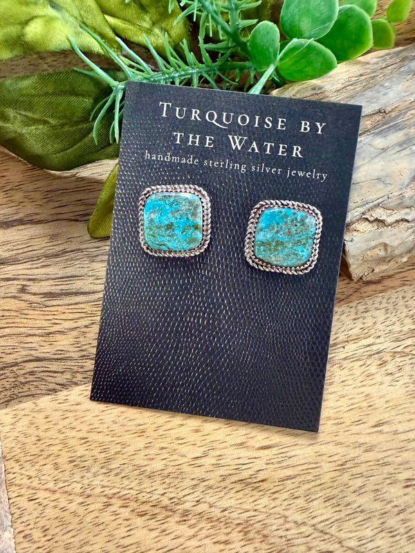 Turquoise Squares - Stud
