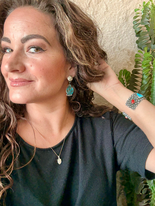 Turquoise & Silver Dangle Drops