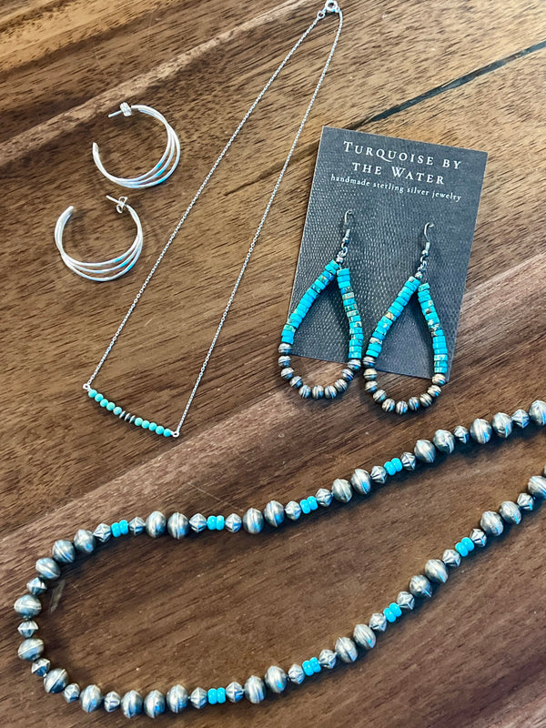 1970’s Pearls with Sleeping Beauty Turquoise - 20inch