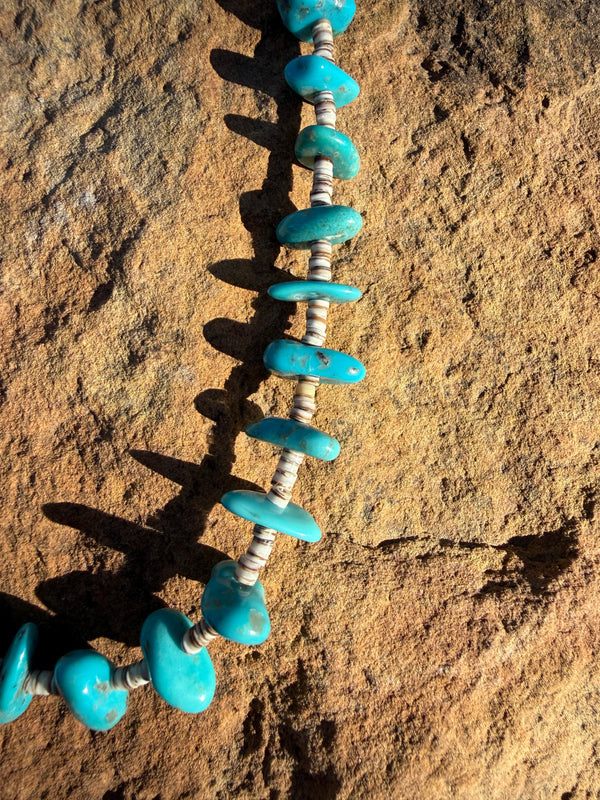 Kingman Turquoise Chunk Necklace - 20inch / Handstrung